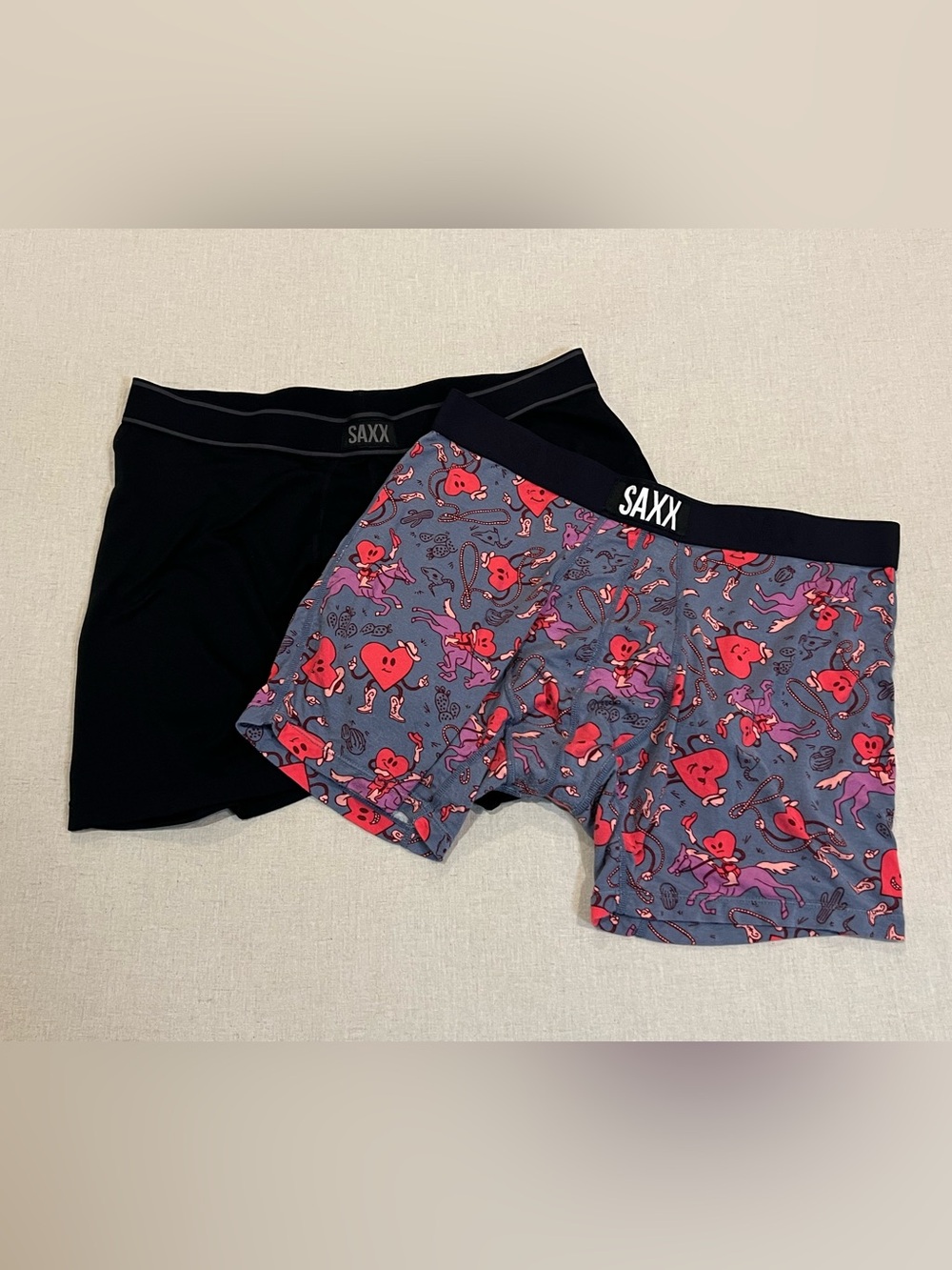 SAXX Day Tripper & Super Soft Boxer Brief 2 Pack Black & Valentines Cowboy Large